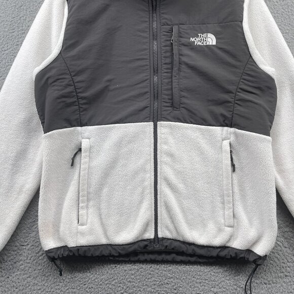 The North Face Denali Fleece Jacket White Gray Nylon Shell Panelled Medium - Picture 10 of 15